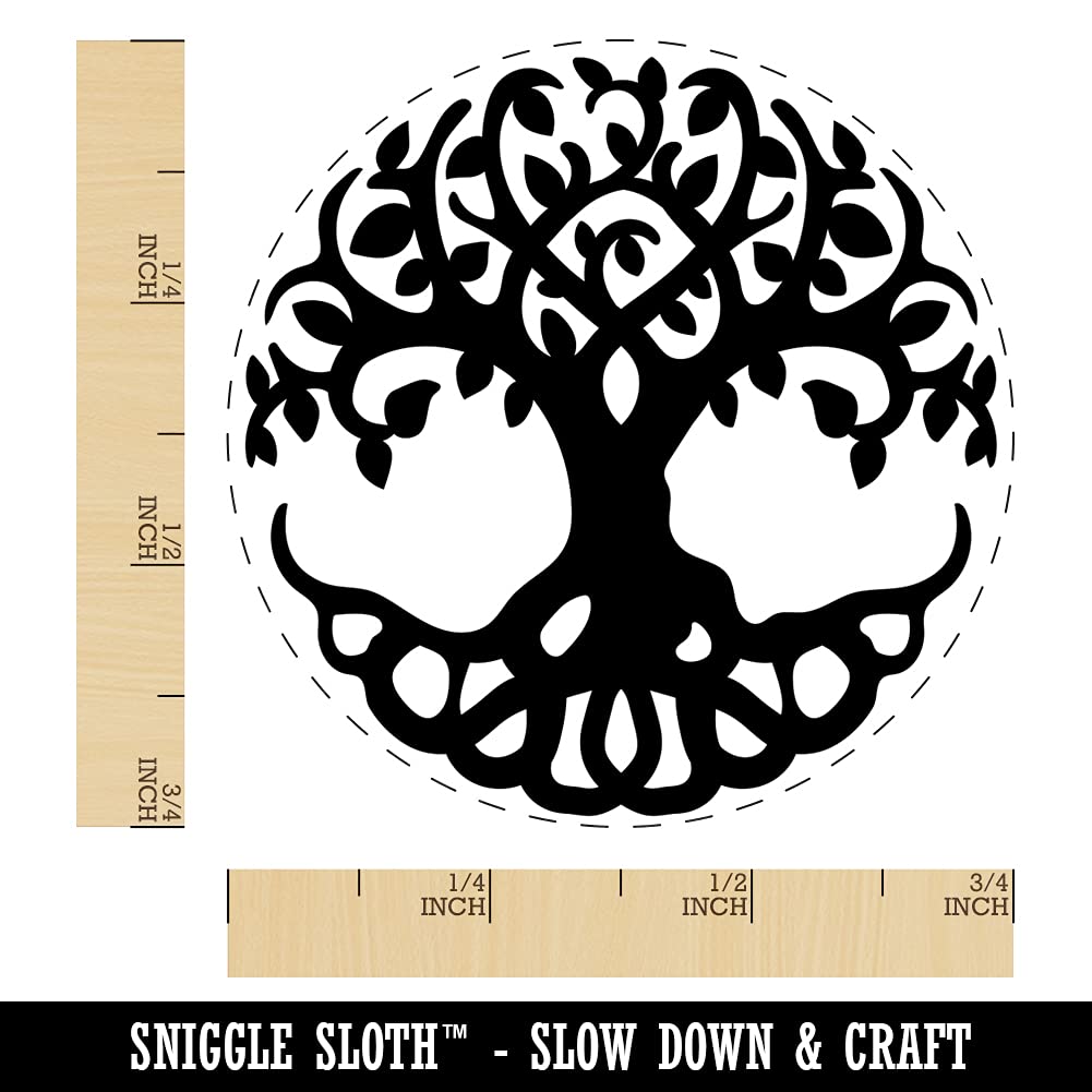 Tree of Life Self-Inking Rubber Stamp - 3/4 Inch Small Craft Stamp with Blue Ink for Scrapbooking, Journaling, Planner Decoration & DIY Projects - Perfect for Card Making, Gift Wrapping & Stationery