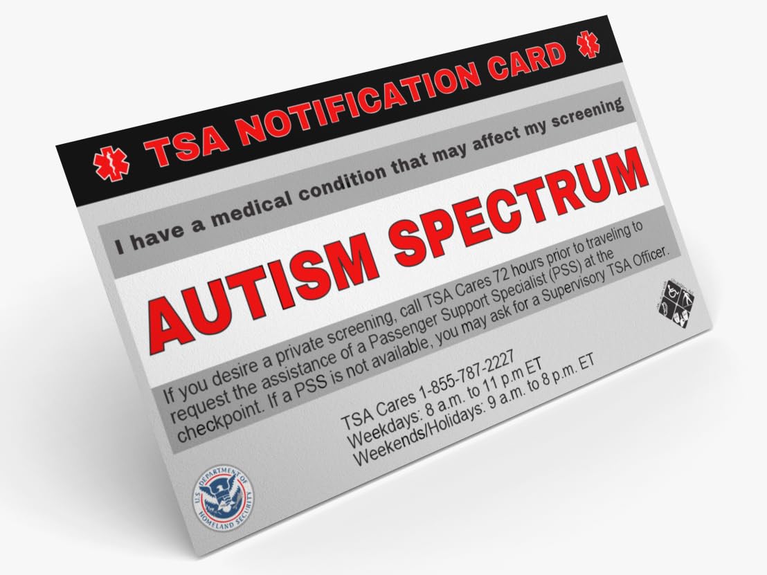 TSA Notification Card for Autism Spectrum - Compact Wallet Size (2 Pack) | Ideal for Air Travel & Security Checkpoints