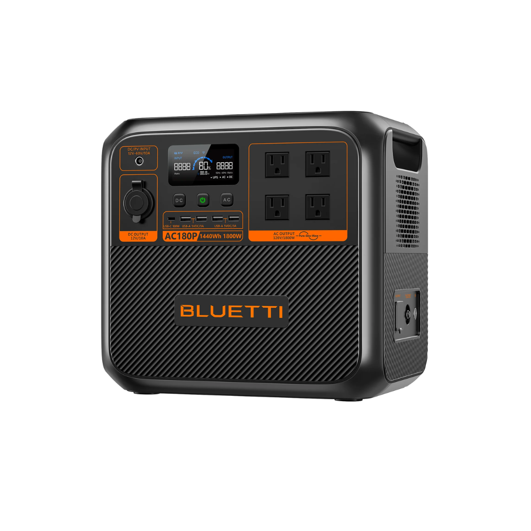 BLUETTI AC180P 1440Wh 1800W Portable Power Station with Solar Panel Bundle - Solar Generator for Camping, RV, Home Backup & Emergency Power Supply