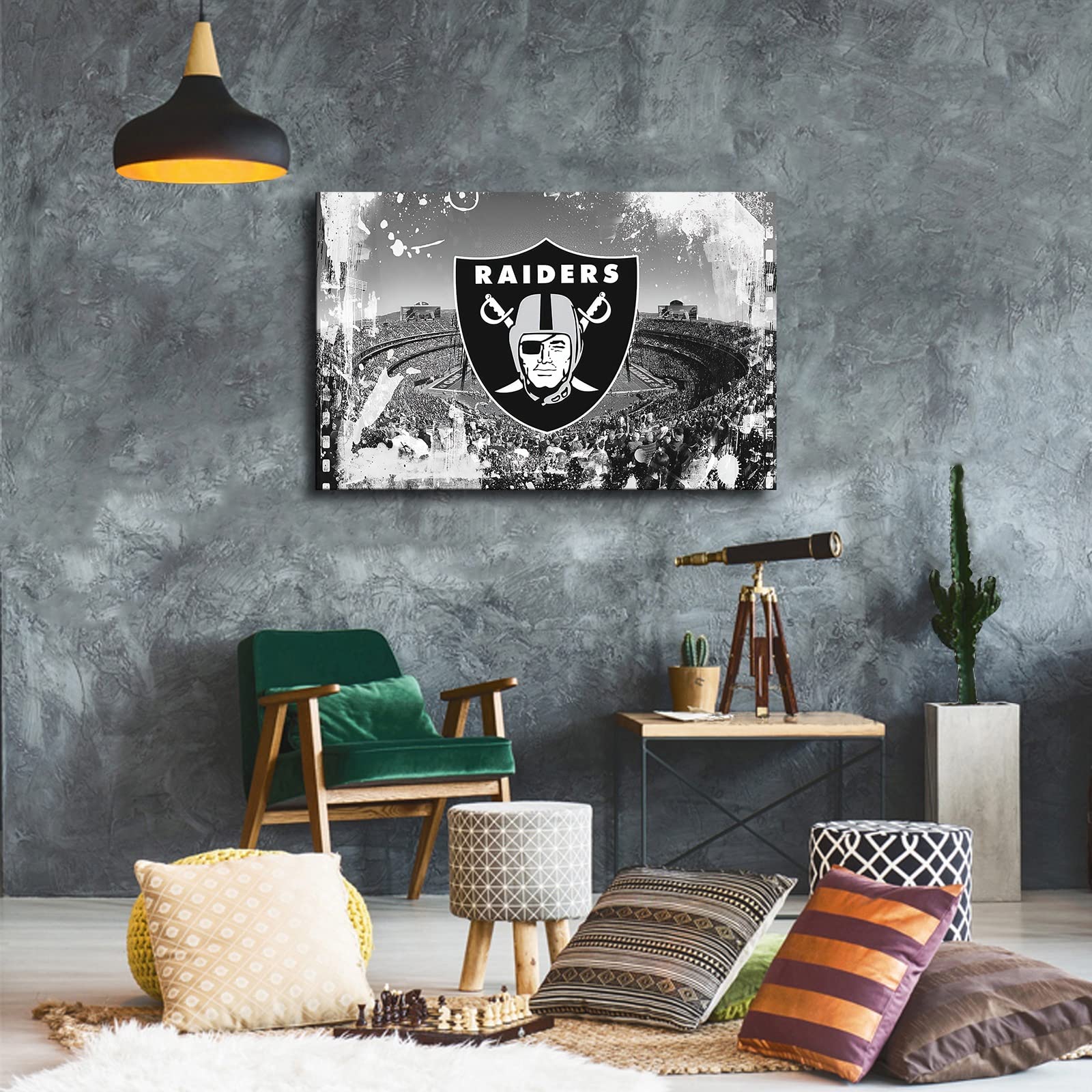 Las Vegas Raiders Football Poster - American NFL Sports Canvas Wall Art - Unframed 20x30 Inch Home Decor for Living Room, Bedroom, Man Cave - Perfect for Football Fans & Sports Themed Room Decorations