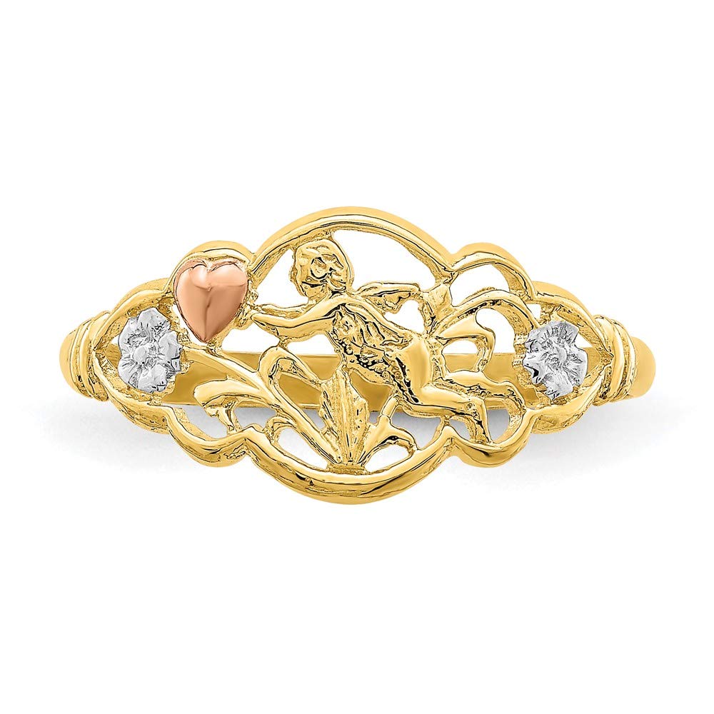 14K Yellow and Rose Gold Rhodium-Plated Angel Ring for Women - Elegant Jewelry Gift for Birthday, Anniversary & Special Occasions