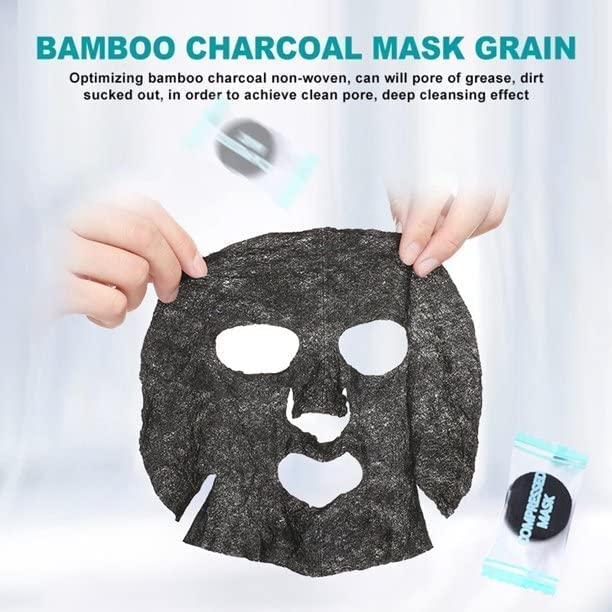 **Krupanidhi Bamboo Charcoal Facial Mask - 6 Pack Compressed Sheet Mask for Deep Cleansing & Pore Minimizing | Black Charcoal Paper Face Mask for Men & Women | DIY Skincare for Acne, Blackheads & Oily Skin**    *(Use for spa nights, travel skincare, or daily detox routines!)*