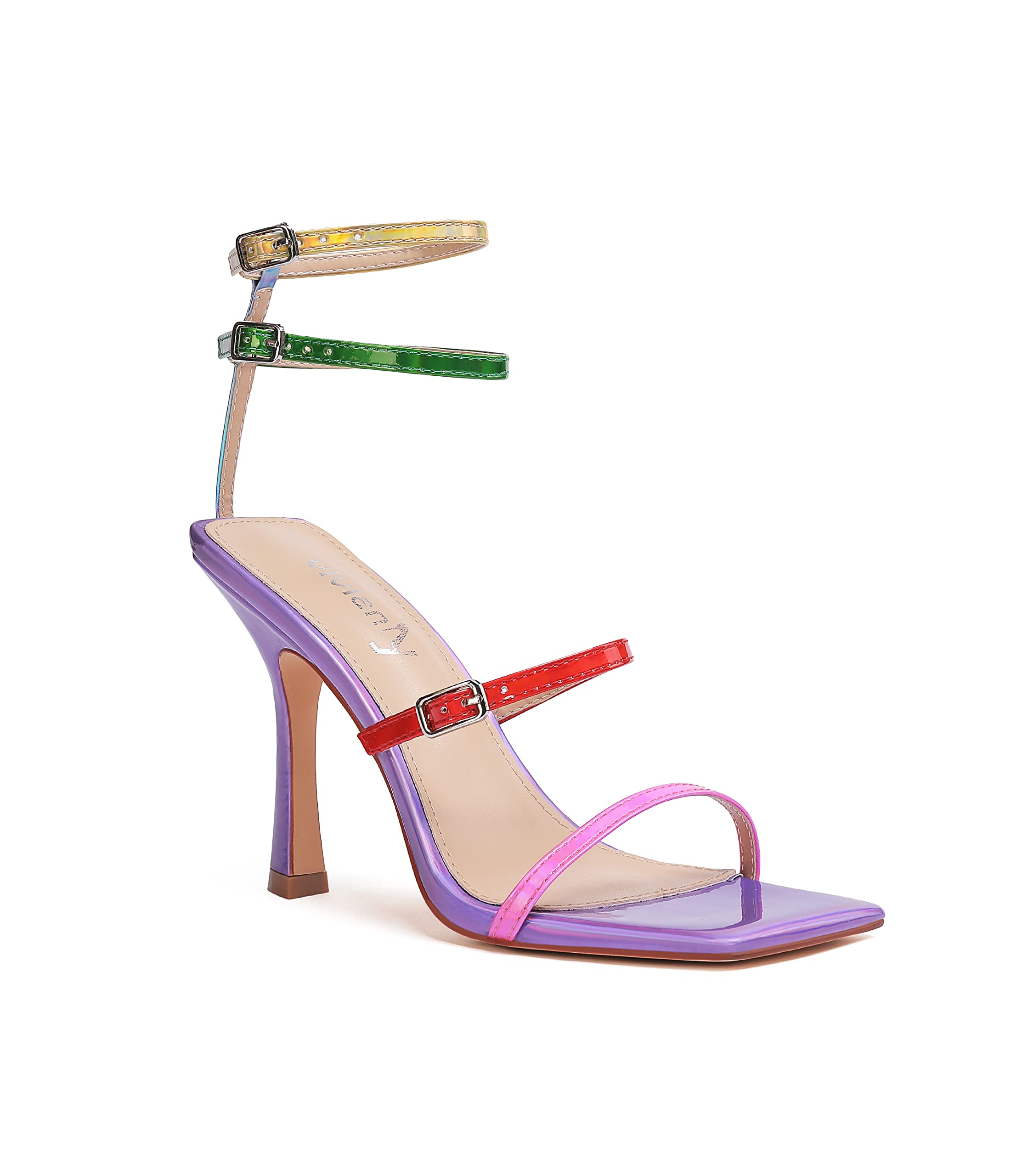 Vivianly Women's Square Toe Strappy Heels Sandals - Sexy Ankle Strap Stiletto High Heels for Party, Wedding & Evening Out (Multi-Color)