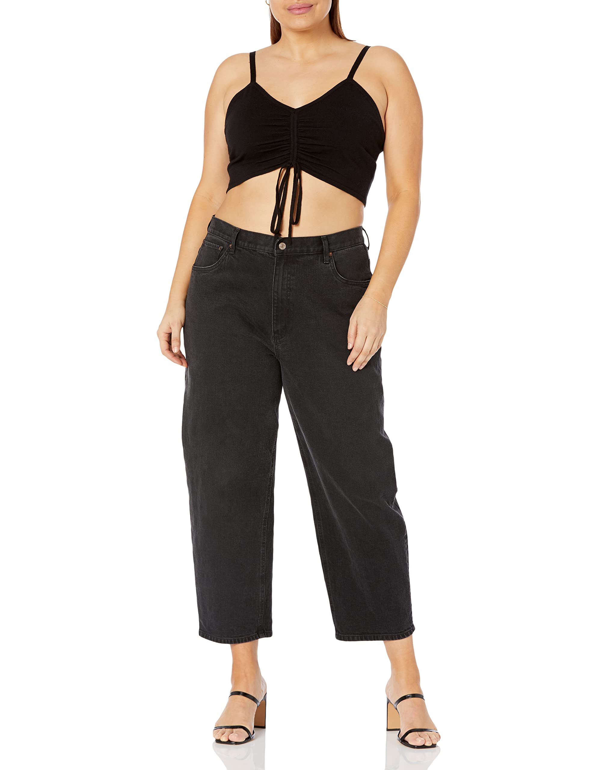The Drop Women's Raquel Cinched Cropped Sweater Cami Top - Soft Stretchy Knit Pullover for Casual Outfits & Layering | Perfect for Date Night, Office Wear & Weekend Brunch