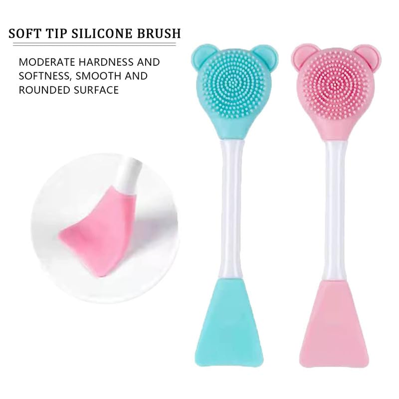 WADHWA Silicone Face Mask Applicator Brush - Soft Makeup Beauty Tool for Mud, Clay, Charcoal & Cream Masks - Pack of 2 - Perfect for Spa, Home Skincare & Professional Facial Treatments