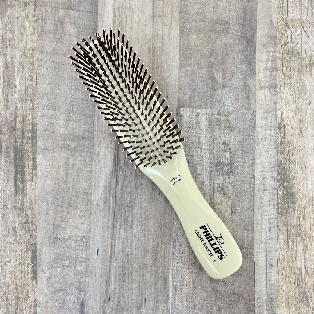 Phillips Brush Light Touch 6 Hair Brush with 9-Row Nylon Bristles in Ivory - Perfect for Detangling, Styling & Gentle Scalp Massage at Home or Salon