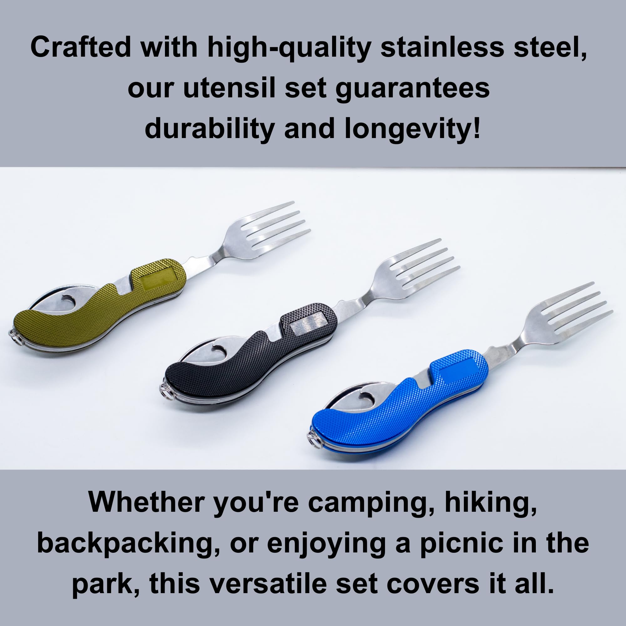 Four Brothers Stainless Steel Camping Cutlery Set - 12-Piece Durable Outdoor Kitchen Utensils for Hiking, Picnics & Travel | Dishwasher Safe