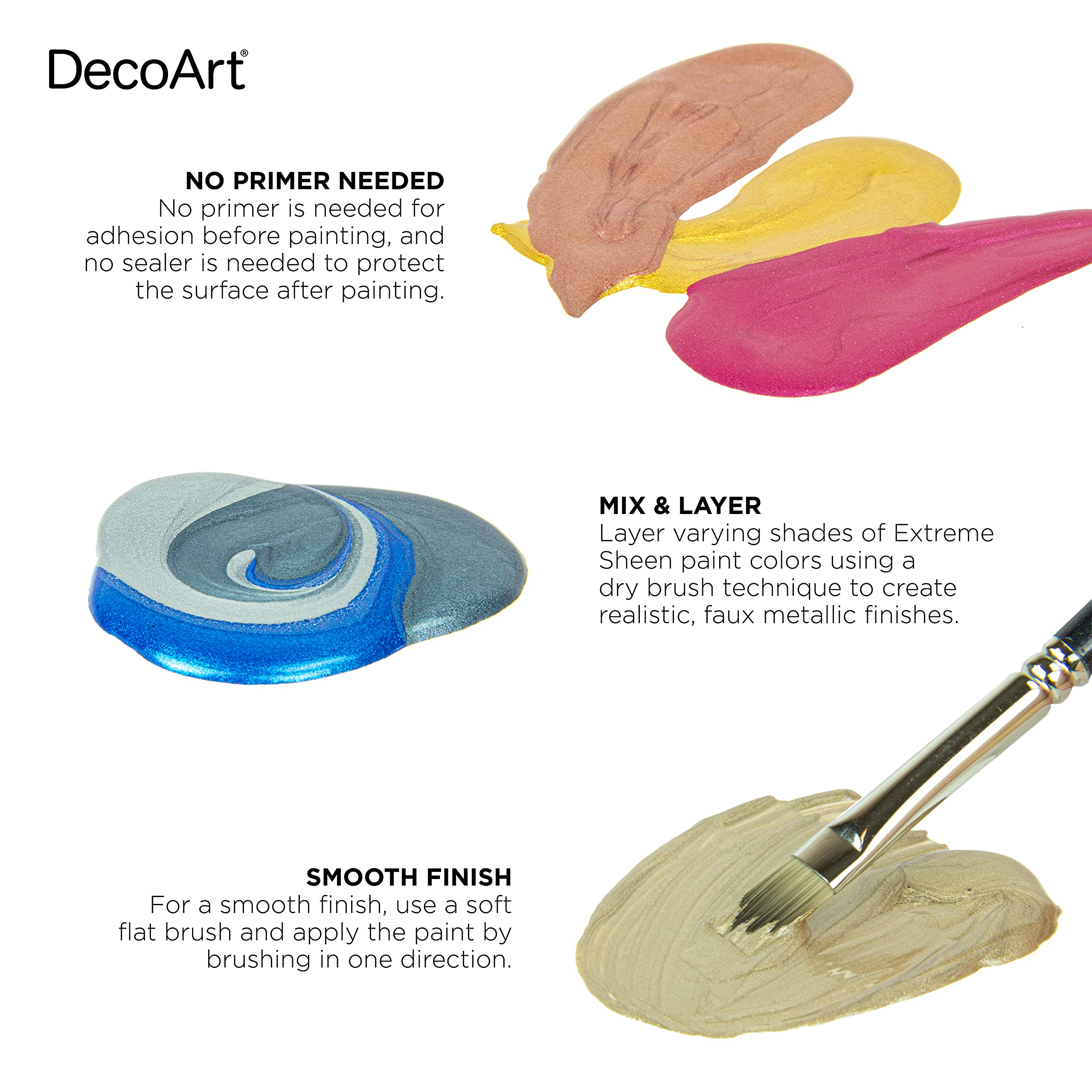 DecoArt 2 oz Rose Gold Extreme Sheen Metallic Acrylic Paint - Premium Craft Paint for DIY, Home Decor, Furniture, Canvas & Mixed Media Art Projects