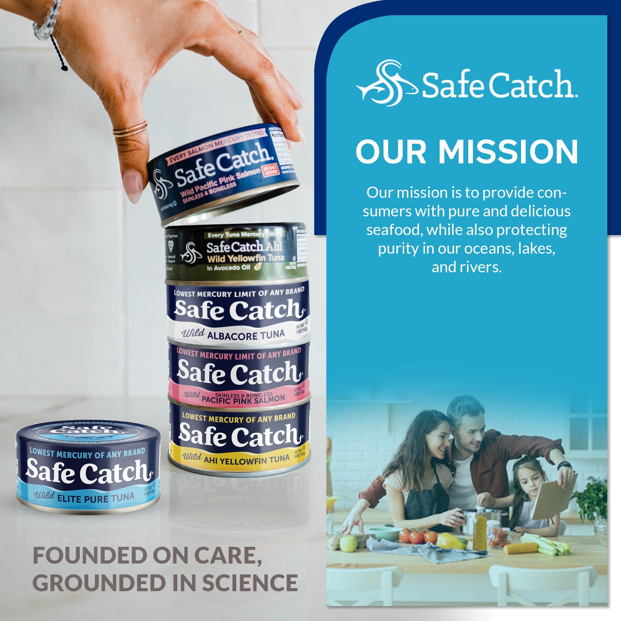 Safe Catch Wild Ahi Yellowfin Tuna Canned - Wild Caught, Low Mercury, High Protein & Omega 3, Gluten-Free, Kosher (Pack of 6) | Perfect for Salads, Sandwiches & Healthy Meal Prep