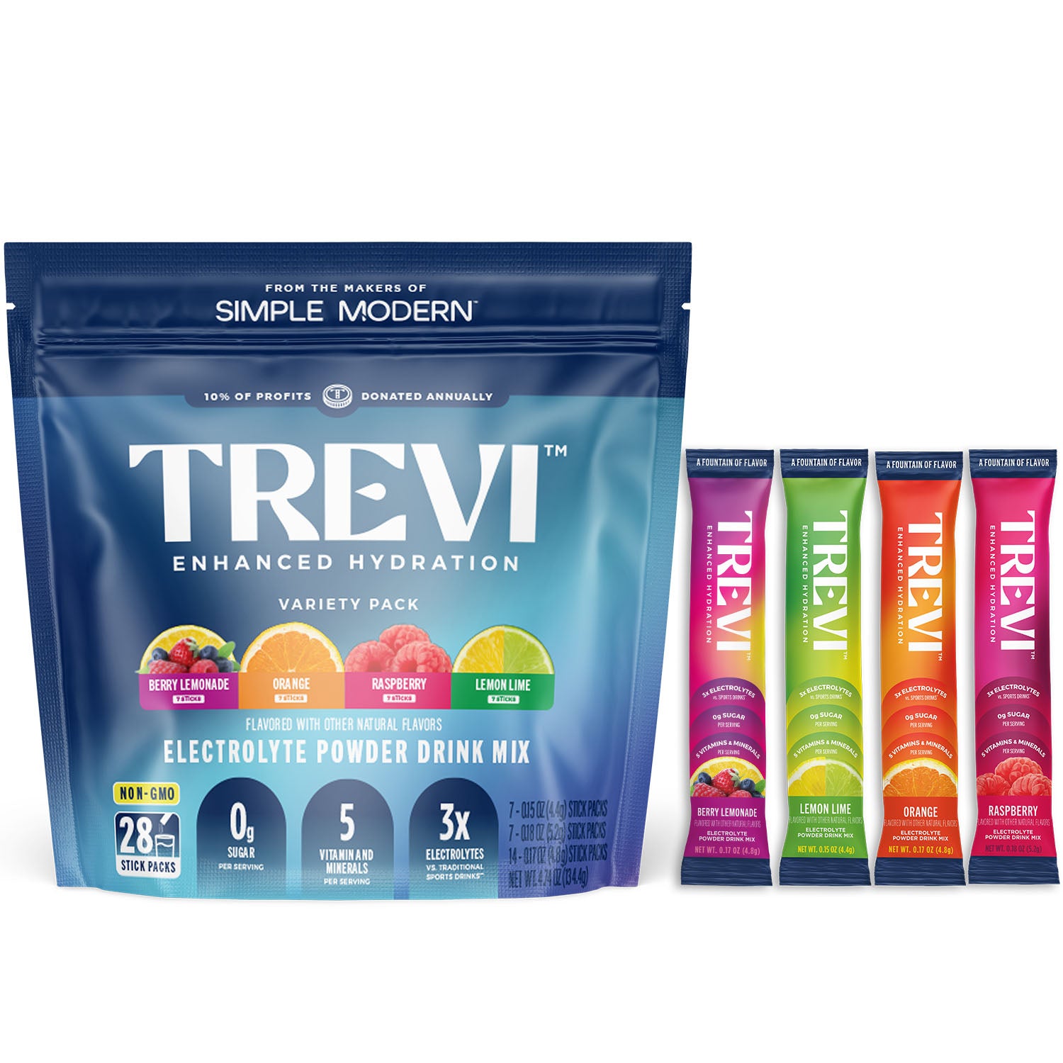 Trevi Electrolyte Powder Mix - Hydration Boost for Athletes & Active Lifestyles - Perfect for Workouts, Travel & Recovery