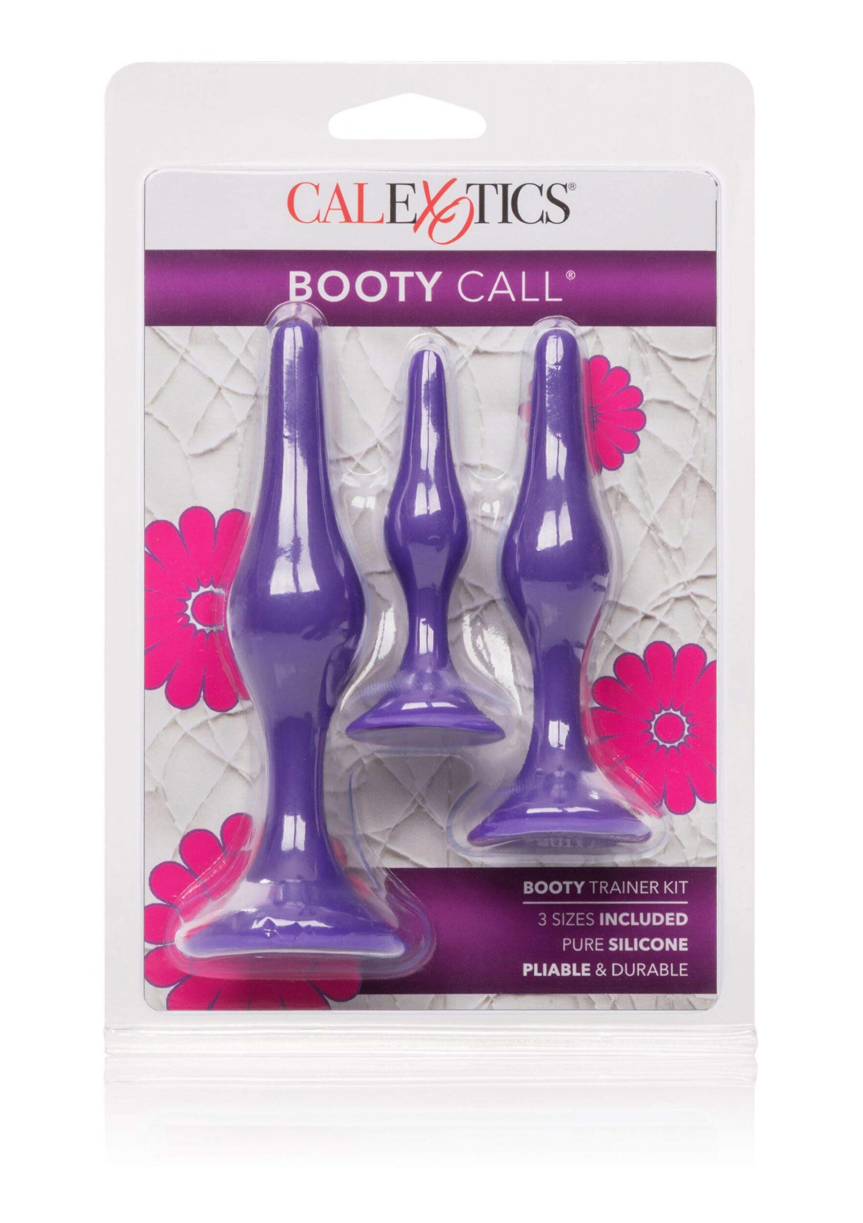 CalExotics Booty Call 3-Piece Silicone Butt Plug Set with Suction Cup - Waterproof Anal Training Kit for Couples & Beginners - Purple Adult Sex Toy for Bedroom Play & Fetish Exploration