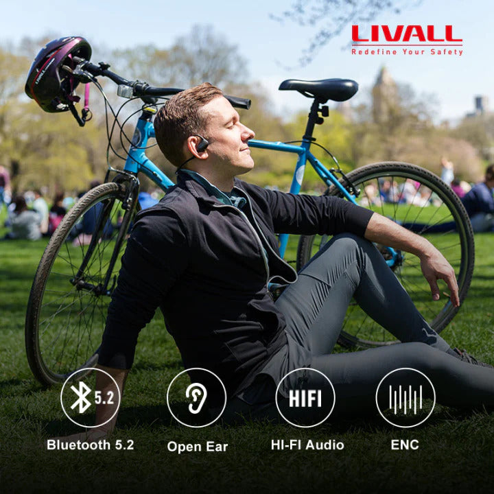 LIVALL LTS21 Pro Open Ear Bluetooth Headphones - Wireless Bone Conduction Headset for Running, Cycling & Workouts - Sweatproof & Lightweight (Black) | Perfect for Outdoor Sports & Gym Training