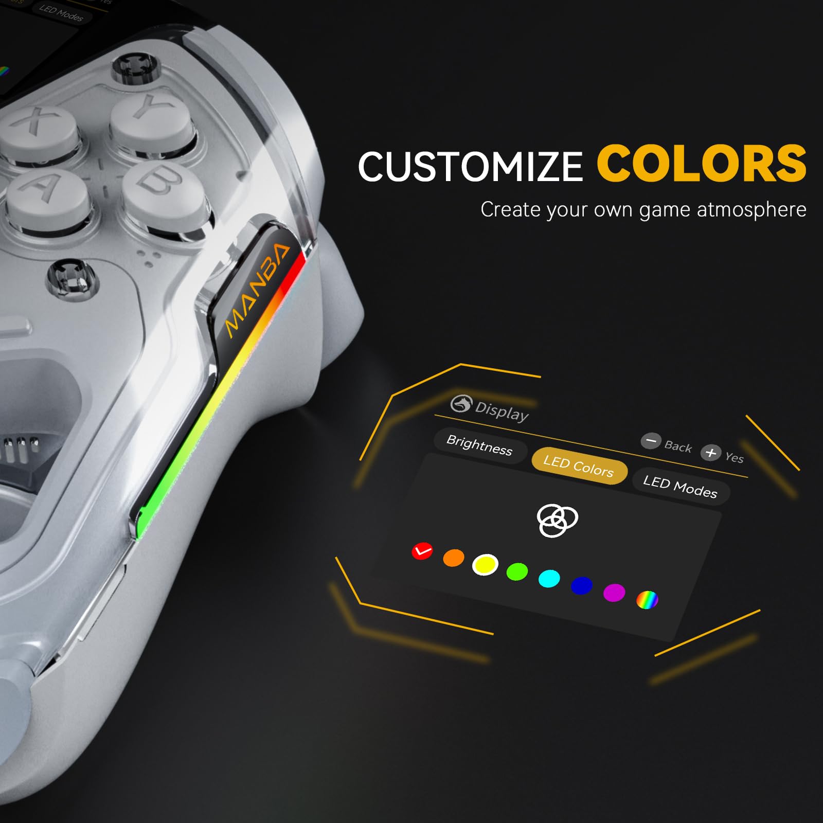 ManbaOne Wireless Gaming Controller for PC/Switch/iOS/Android - RGB, Remappable Buttons - Perfect for Gaming & Streaming