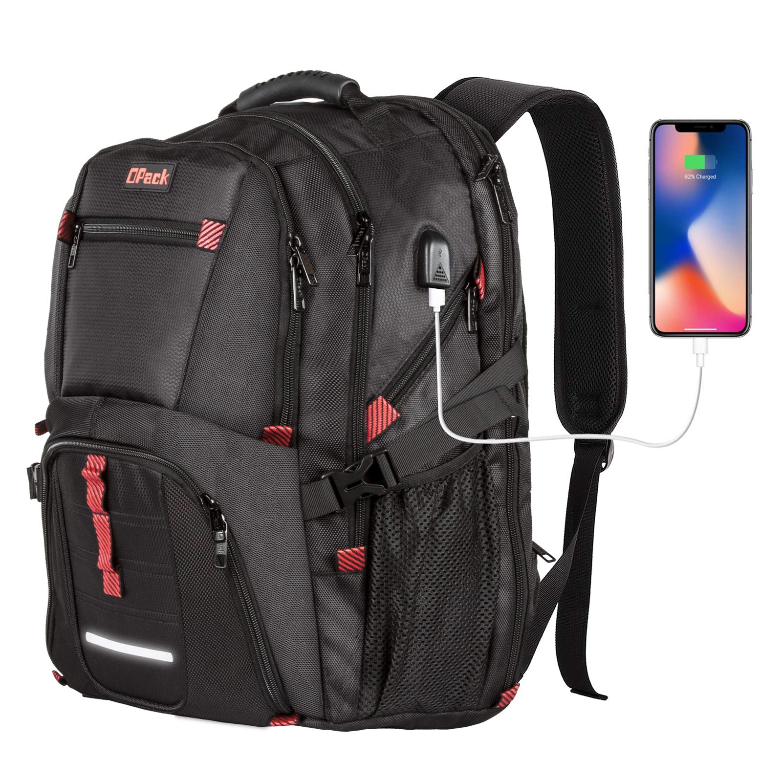 5-Star TSA Approved 17 Inch Laptop Backpack for Business Travel - USB Charging Port, Headphone Hole & RFID Protection - Perfect for Airports, Commuting & Work