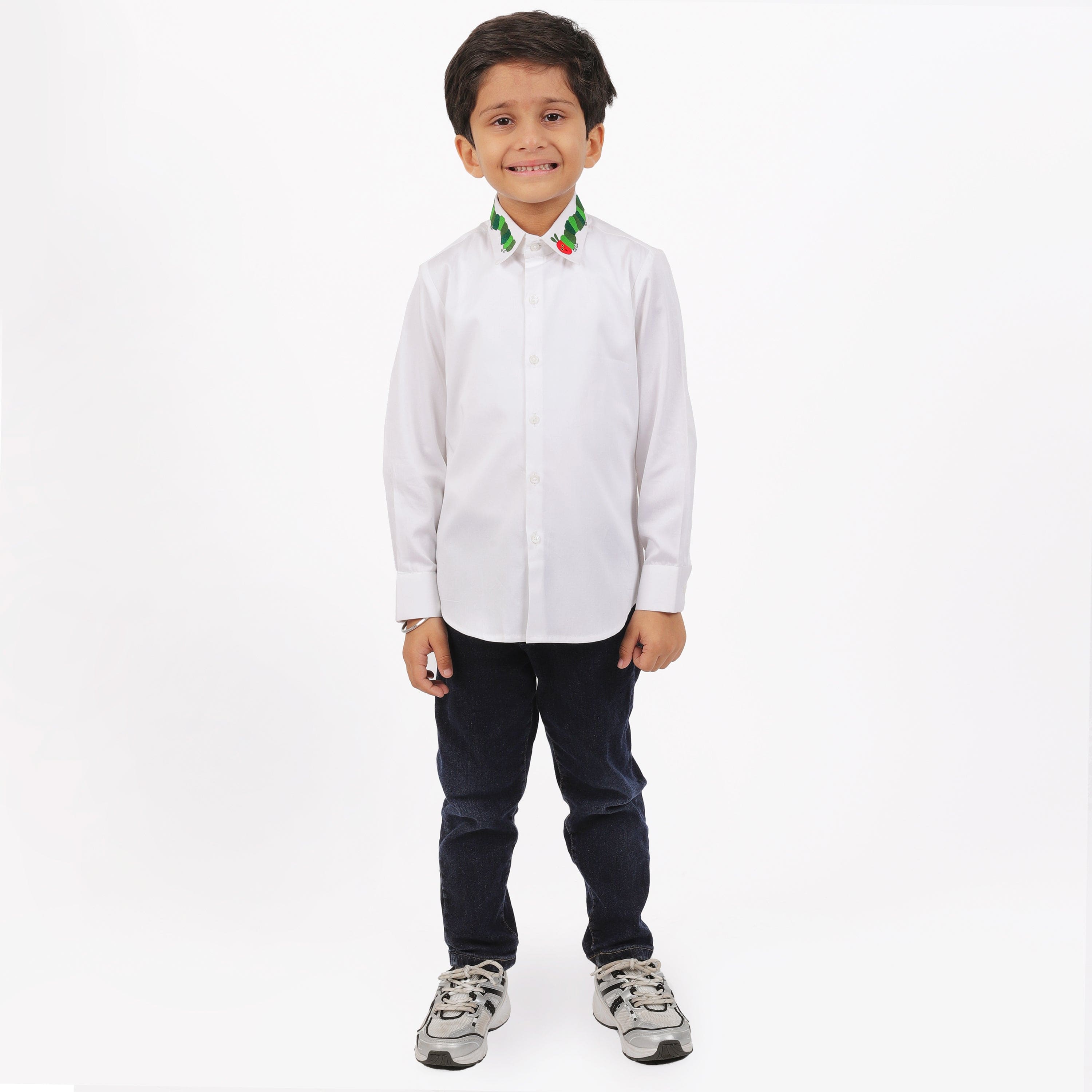Pre Order White Caterpillar Shirt for Boys - Kids' Casual Graphic Tee for Outdoor Play & School Activities