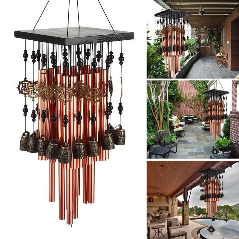 Premium Outdoor & Indoor Metal Tube Wind Chime with Copper Bells - Large Decorative Windchimes for Patio, Garden, Terrace - Perfect for Relaxation & Home Decor