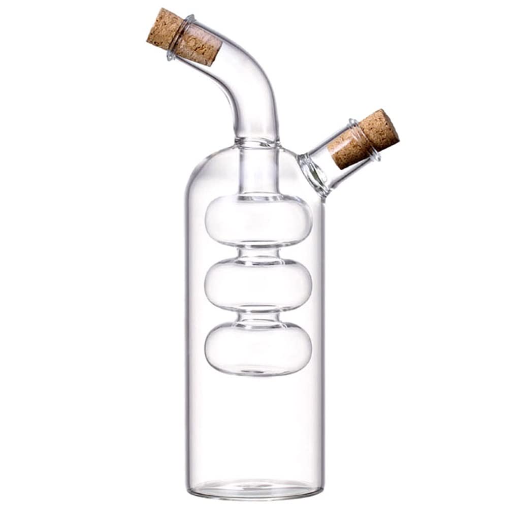 Premium Green Glass Oil and Vinegar Dispenser Bottle - 245ml Leak-Proof Kitchen Seasoning Container for Olive Oil, Balsamic & Dressings - Perfect for Home Cooking, Salad Bars & Restaurants (Transparent)