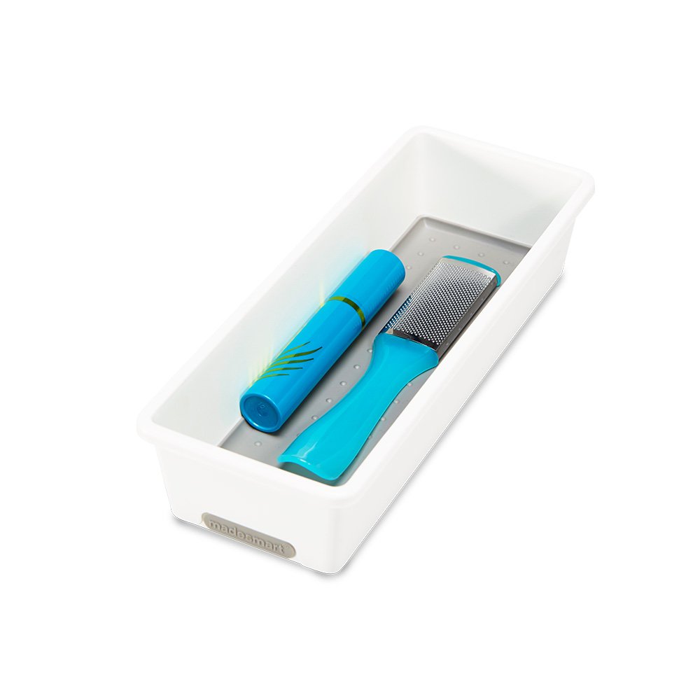 Madesmart Mini Silverware Tray - White Plastic Drawer Organizer for Kitchen & Office Storage