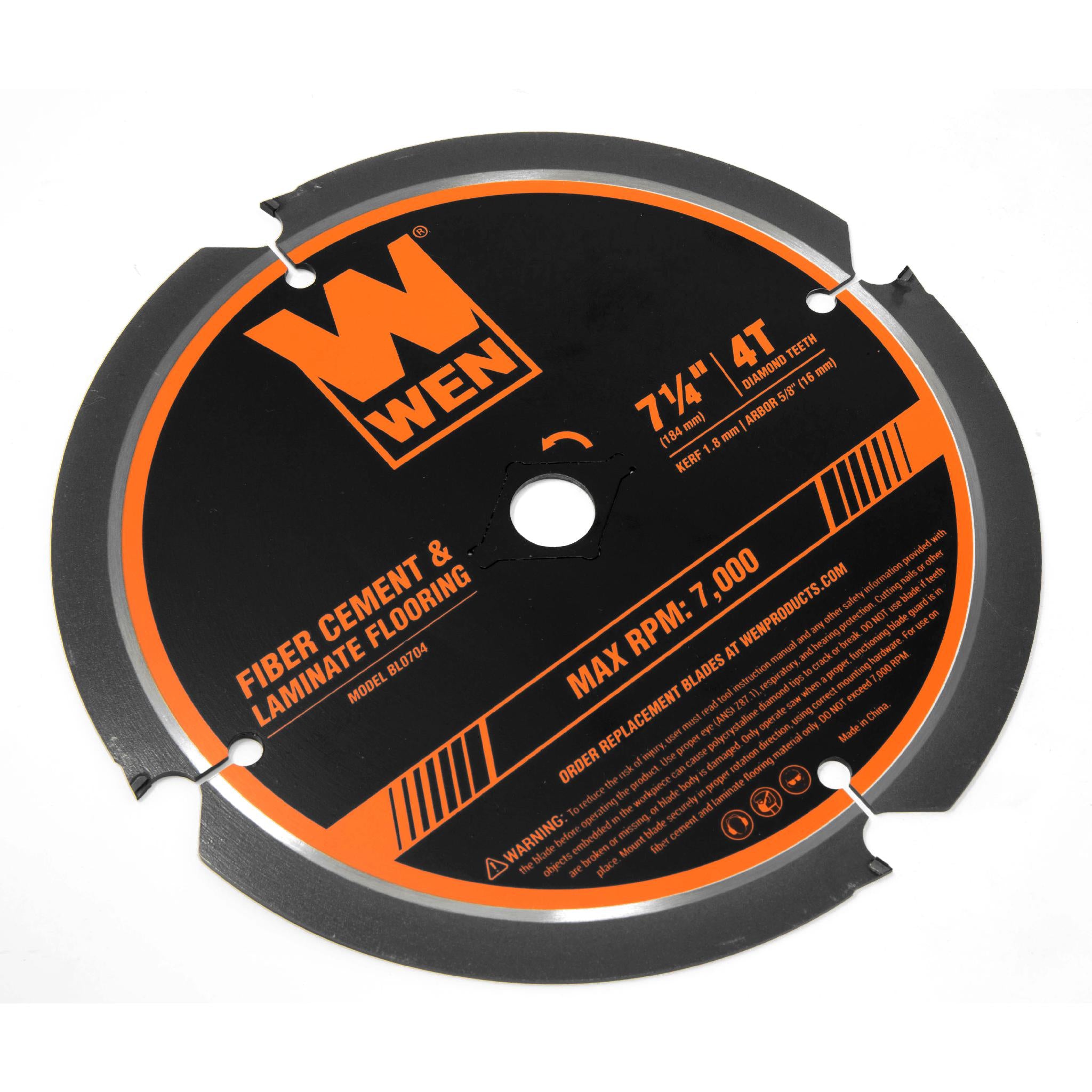 WEN BL0704 7 1/4 Inch 4-Tooth PCD Diamond Circular Saw Blade - Professional Cutting Tool for Fiber Cement, Laminate Flooring & Hard Materials - Perfect for Flooring Installation, Construction & DIY Projects