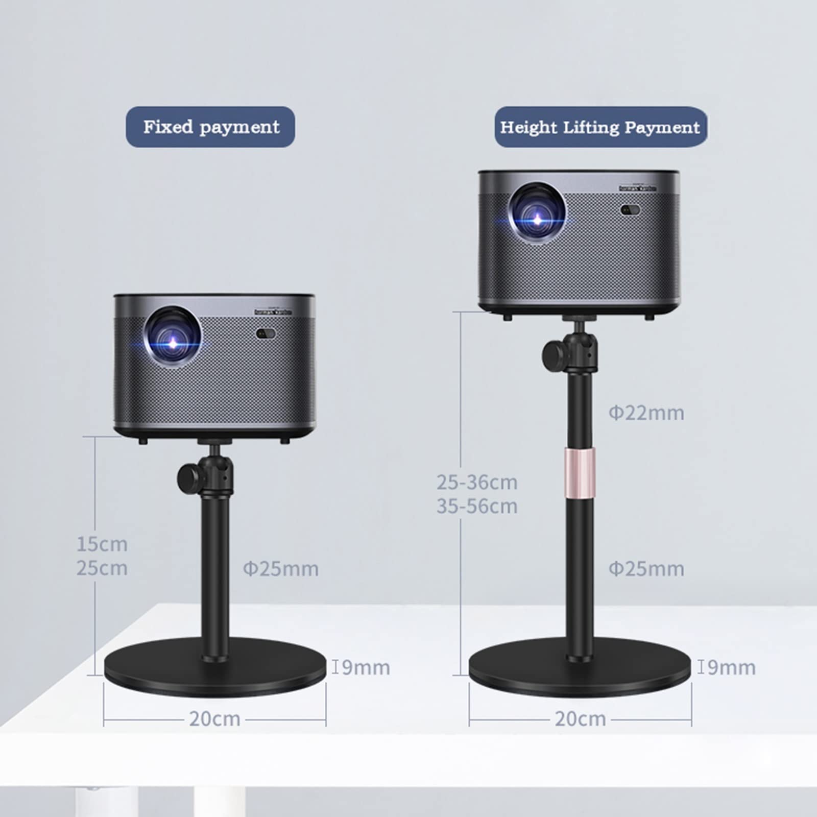 Universal 360° Adjustable Projector Mount Stand with Thickened Base - Heavy Duty Desktop & Floor Shelf for Home Theater, Office, and Bedroom Use (13cm/5kg Capacity) - Perfect for Movie Nights, Presentations, and Gaming Setups