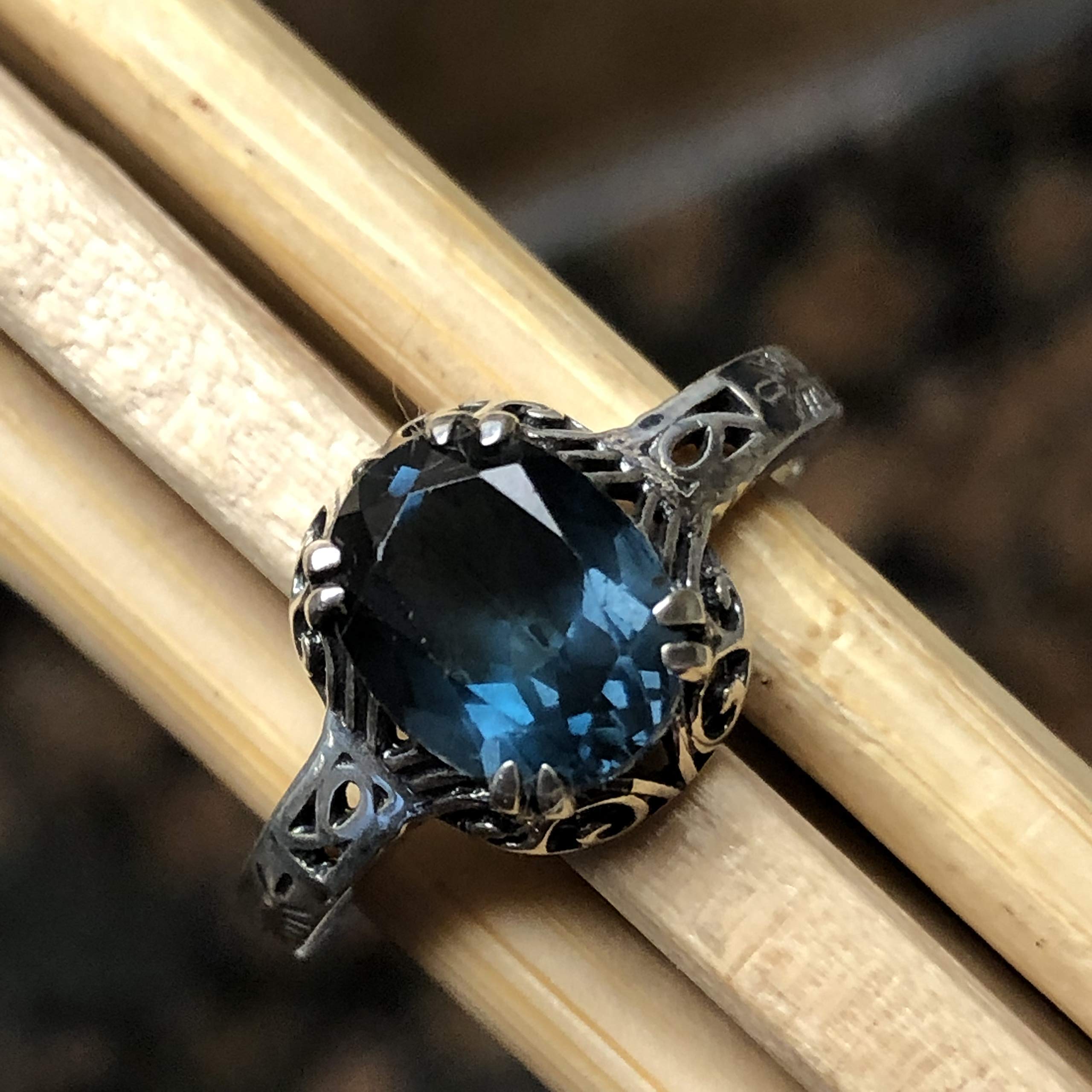 2ct London Blue Topaz 925 Sterling Silver Engagement Ring for Women - Size 6, 8, 9 - Natural Gemstone Wedding Band, Anniversary Gift for Her - Perfect for Proposals, Bridal Jewelry & Special Occasions