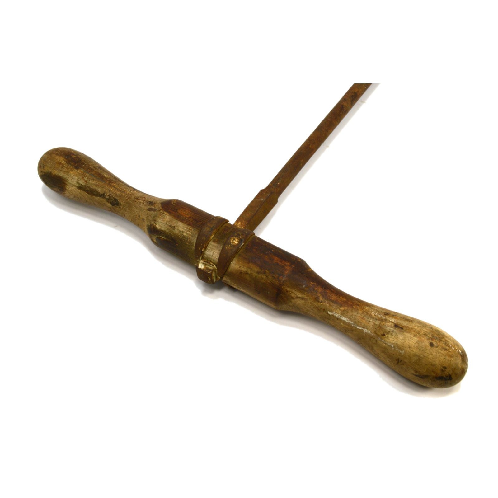 Antique T-Handle Beam Auger - Unbranded Log Boring Tool with 2 Bore Bits - Primitive Wood Drill for Carpentry, DIY Projects & Timber Construction