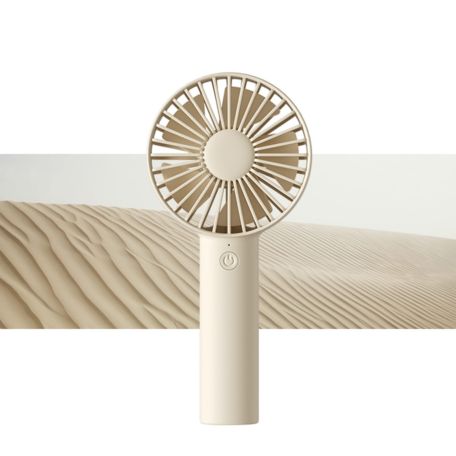 JISULIFE Portable Handheld Fan - USB Rechargeable Personal Fan with 3 Speed Settings, Battery Operated Mini Fan for Outdoor, Indoor, Office, Travel & Commuting - Beige | Perfect for Summer, Camping, Beach & Daily Use