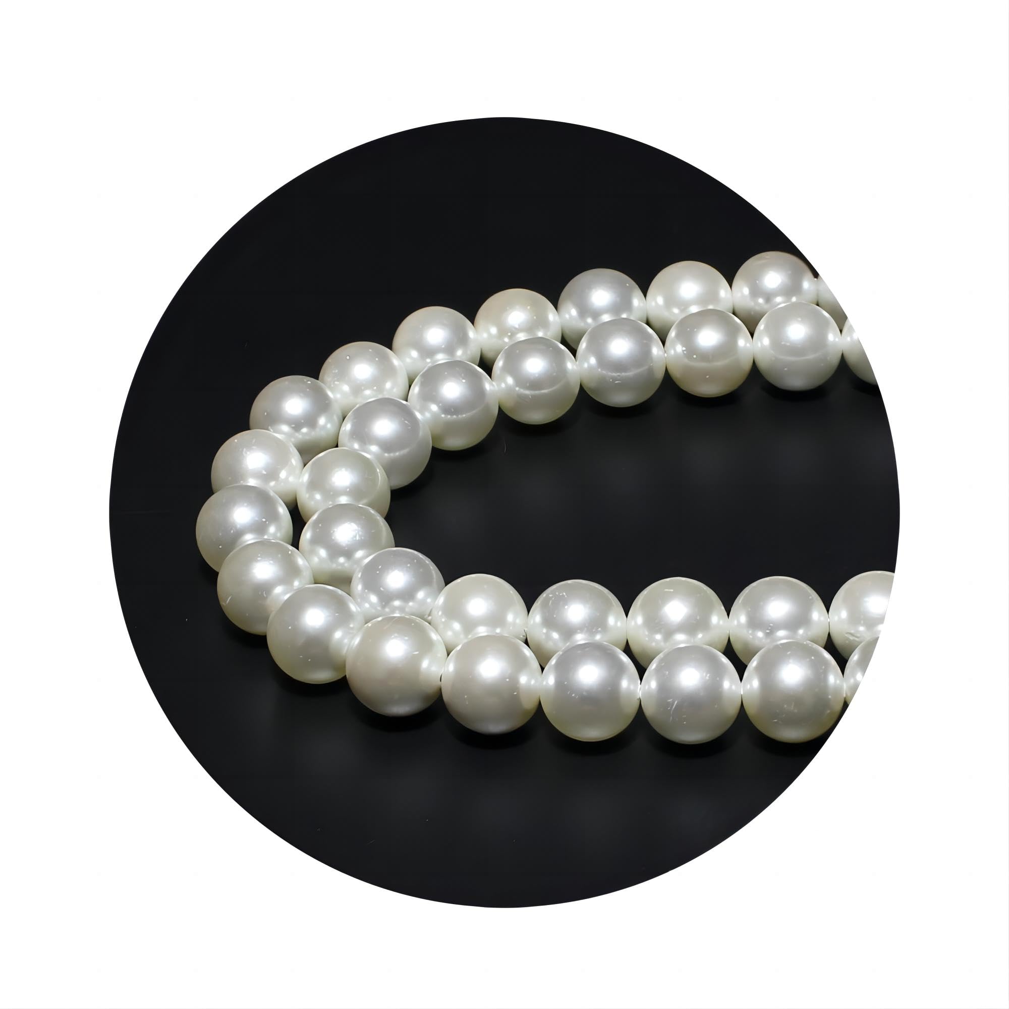 12mm Round Smooth Stone Beads - Electroplated White Natural Shell Loose Beads for Jewelry Making, DIY Bracelets & Necklaces | Perfect for Handmade Jewelry, Craft Projects & Gift Making