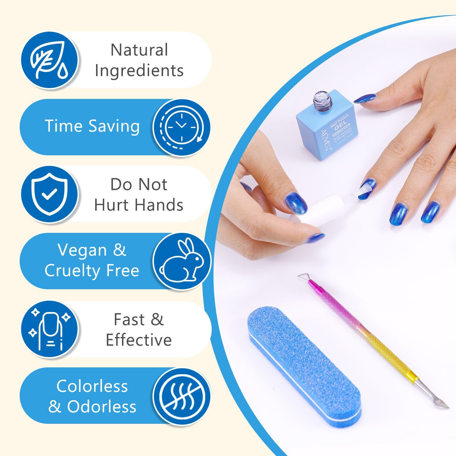 Professional Gel Nail Polish Remover Kit - 0.5 Fl Oz with Nail File & Scraper | Fast Acting Formula Removes Gel Polish in 3-5 Minutes | Gentle on Nails | Perfect for Salon & Home Manicures