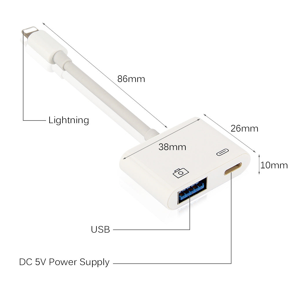 MaximalPower™ Lightning to USB 3.0 Camera Adapter for iPhone 13/12/11/X/8 - Fast Data Transfer & Charging - Compatible with DSLR Cameras, USB Drives & MIDI Keyboards - Perfect for Photographers & Music Producers