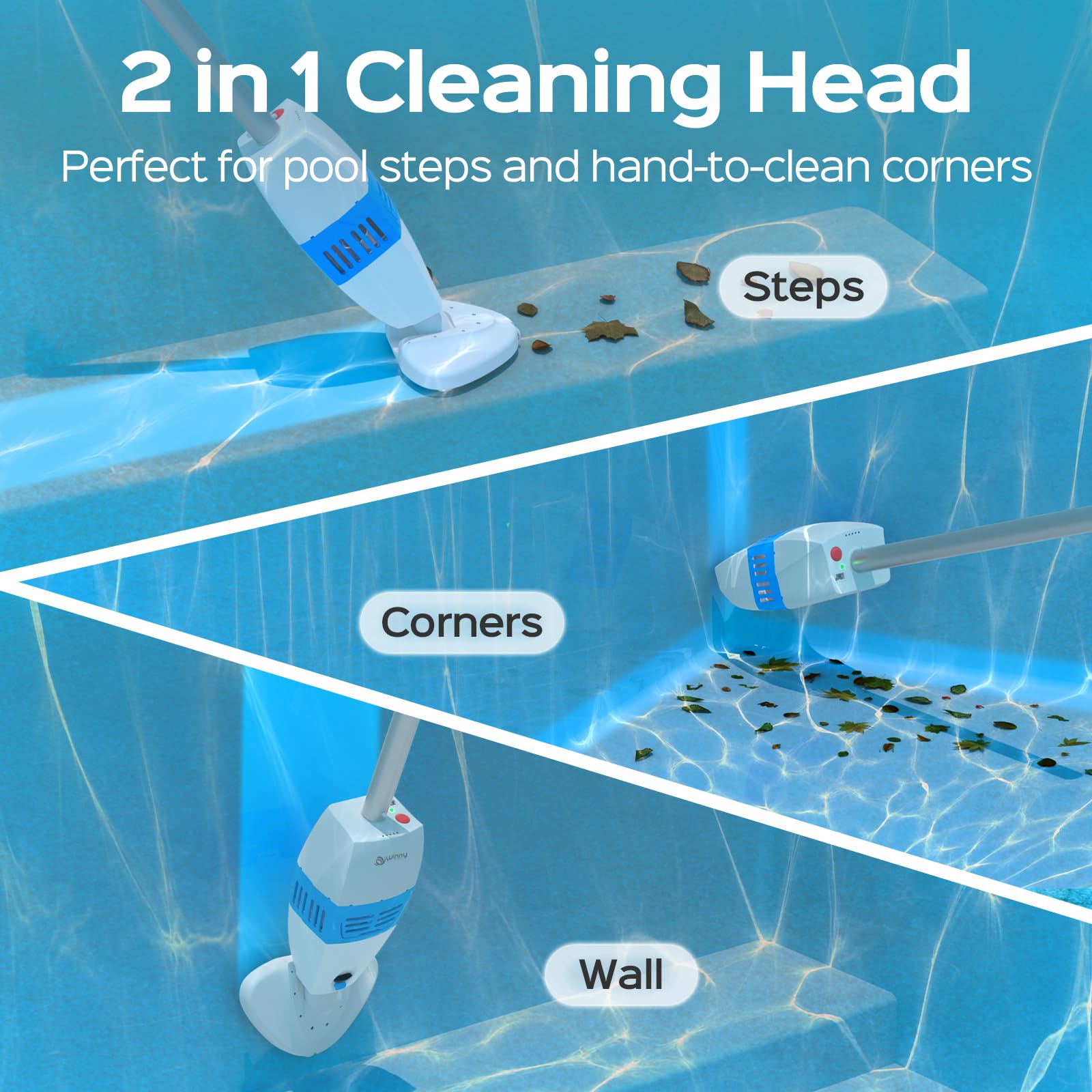 2024 Upgraded Cordless Handheld Pool Vacuum Cleaner with Telescopic Pole - 60 Mins Runtime for Deep Cleaning | Perfect for Small Inground & Above Ground Pools, Hot Tubs, Spas | Ideal for Quick Pool Maintenance & Spa Cleaning