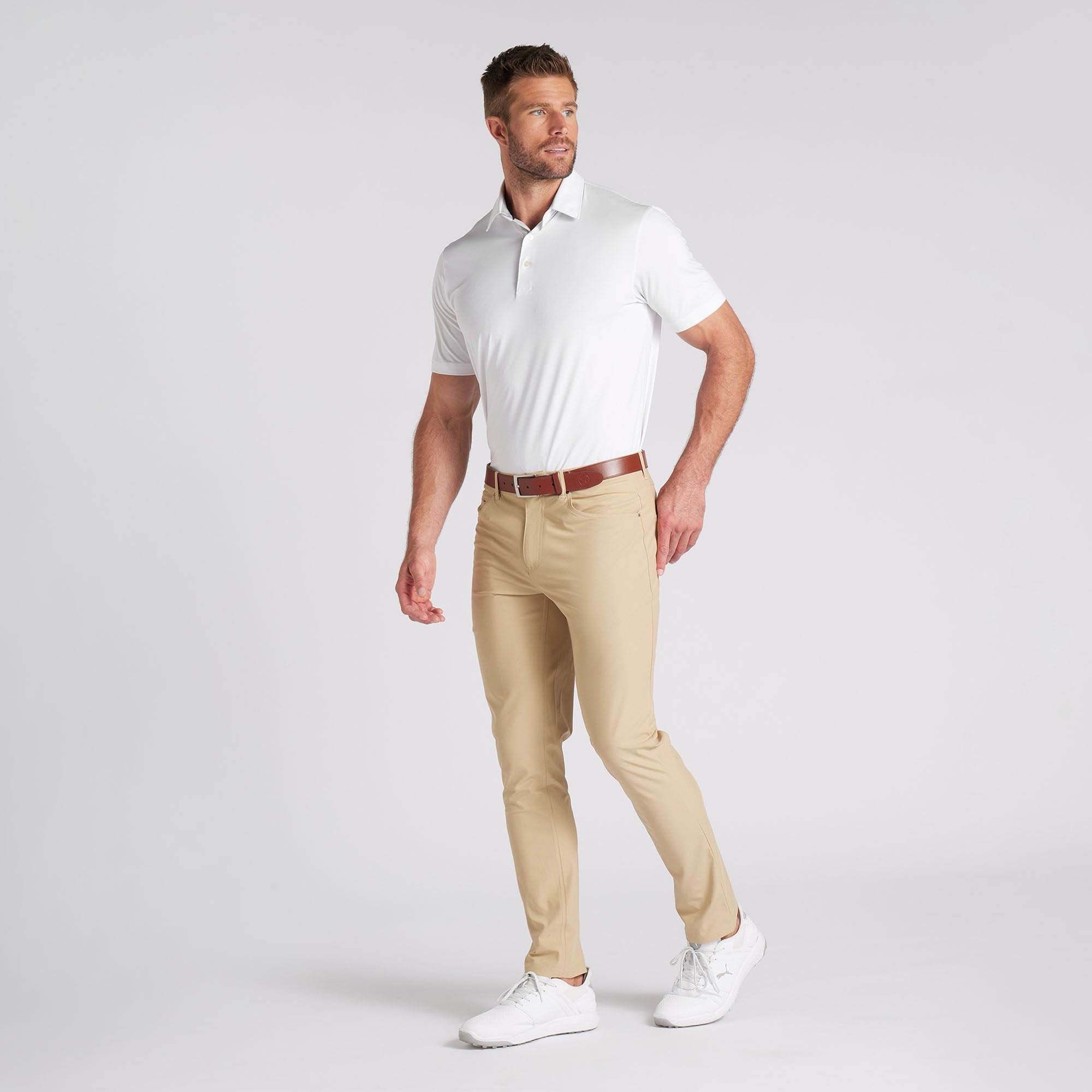 101 5-Pocket Golf Pants for Men - Comfortable Stretch Flat Front Trousers in Prairie Tan | Perfect for Golfing, Casual Wear & Outdoor Activities