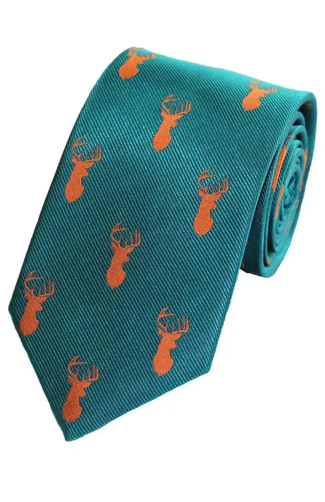 LA Smith Country & Hobby Stag Silk Ties for Men - Premium Handmade Neckties for Business, Weddings & Formal Occasions