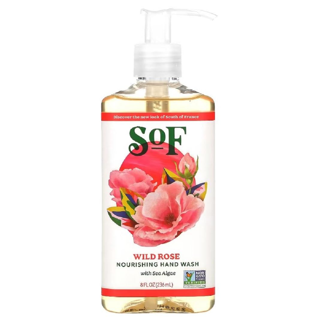 South of France Hand Wash - Climbing Wild Rose Scent, 8 oz | Moisturizing & Antibacterial Liquid Soap for Kitchen, Bathroom & Guest Use