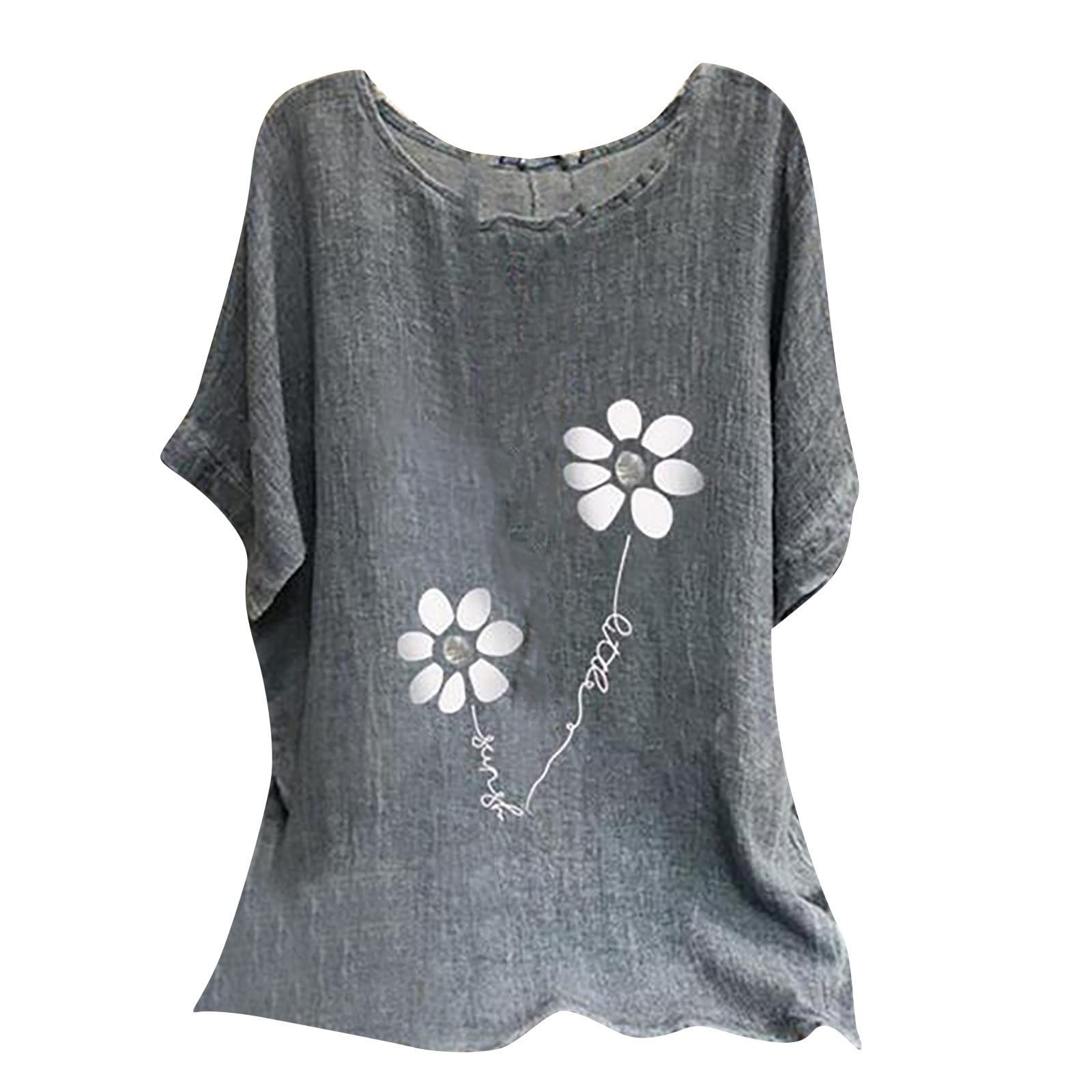 Vintage Floral Print Women's Graphic Tees - Summer Fashion Short Sleeve Round Neck Pullover Blouse | Casual Wear, Street Style, Weekend Outfits & Everyday Comfort