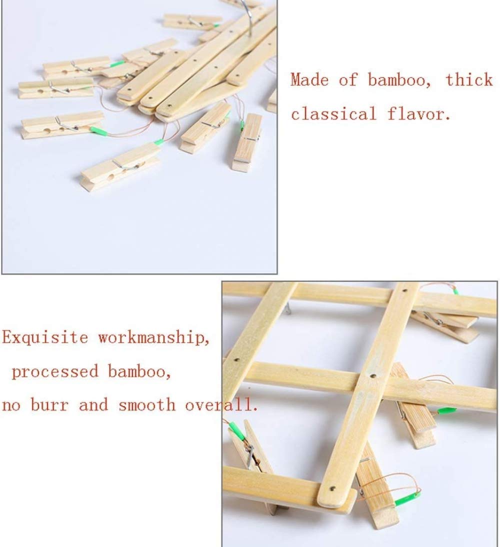 Bamboo Sock Dryer & Folding Hangers - Space Saving Laundry Drying Racks with Clips for Socks, Underwear & Delicates - Perfect for Small Apartments, Dorms & Travel Use
