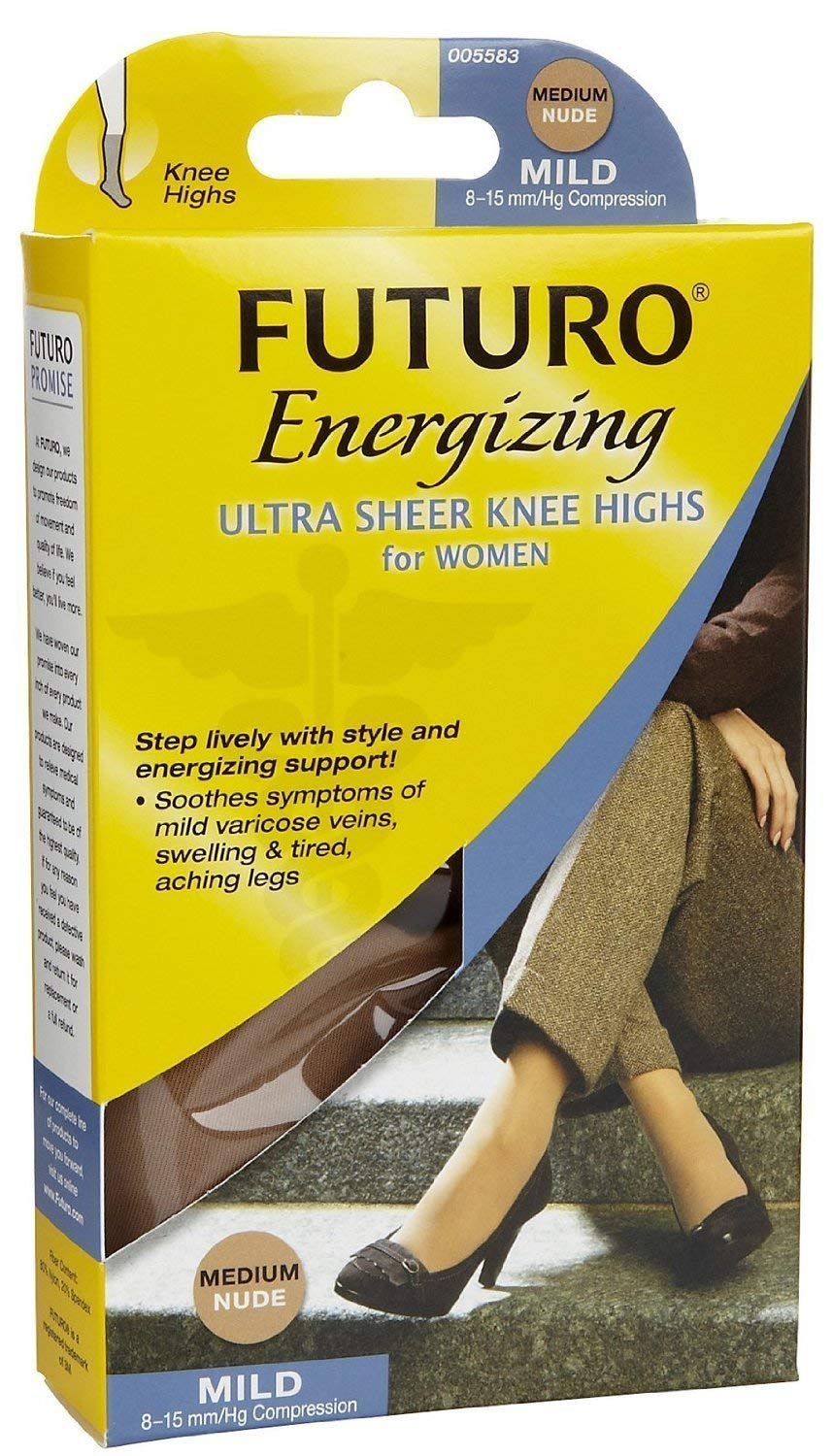 Futuro 71014NEN Ultra Sheer Knee High Compression Socks for Women - 12 Pairs Box - Perfect for Work, Travel & Varicose Vein Relief