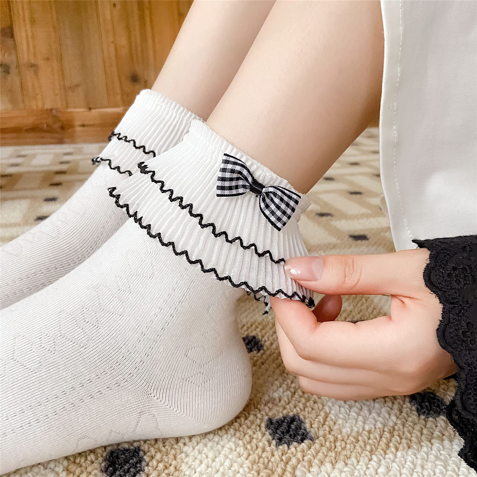 Lace Ankle Socks for Women - 3 Pairs Cute Ruffle Cotton Socks for Princess Style & Daily Wear