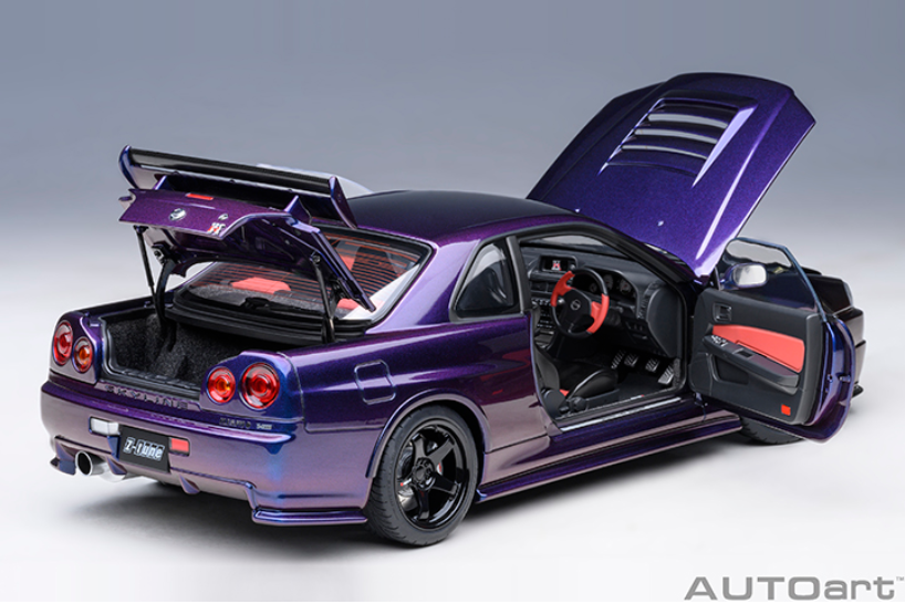AUTOart 1:18 Scale Nissan Skyline GT-R R34 NISMO Z-Tune Diecast Model Car - Midnight Purple III - Collectible Display for Car Enthusiasts & Perfect Gift for Racing Fans