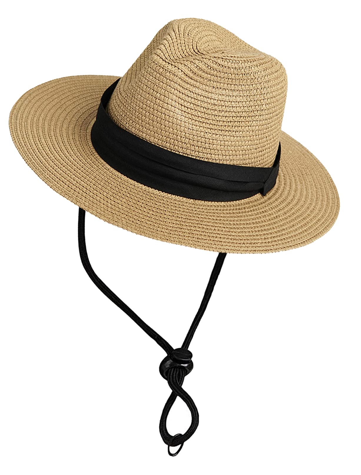 Unisex Kids Straw Sun Hats for Boys & Girls - Adjustable Floppy Beach Hat with Windproof Lanyard - Perfect for Summer Outdoor Activities, Beach Vacations, and Pool Parties