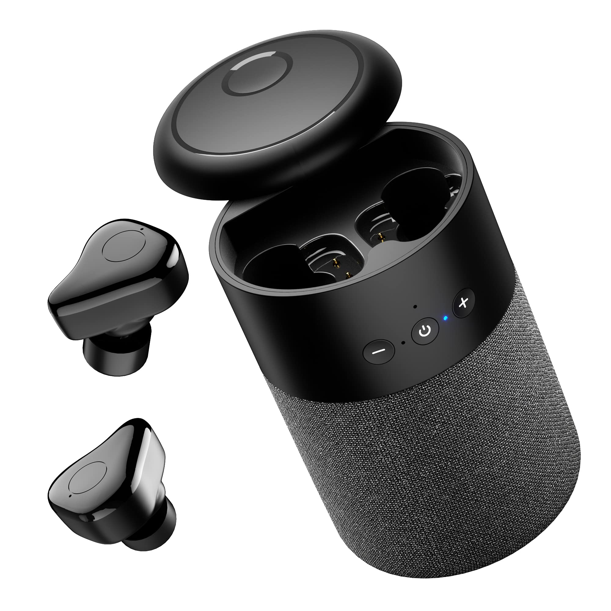 Bluetooth Speaker with Earbuds 2 in 1 - BJ Portable Mini Wireless Headphones Combo, 360° Surround Stereo Sound, Built-in Mic, 12H Battery Life for Home, Party, Outdoor Travel, Camping, and Gym