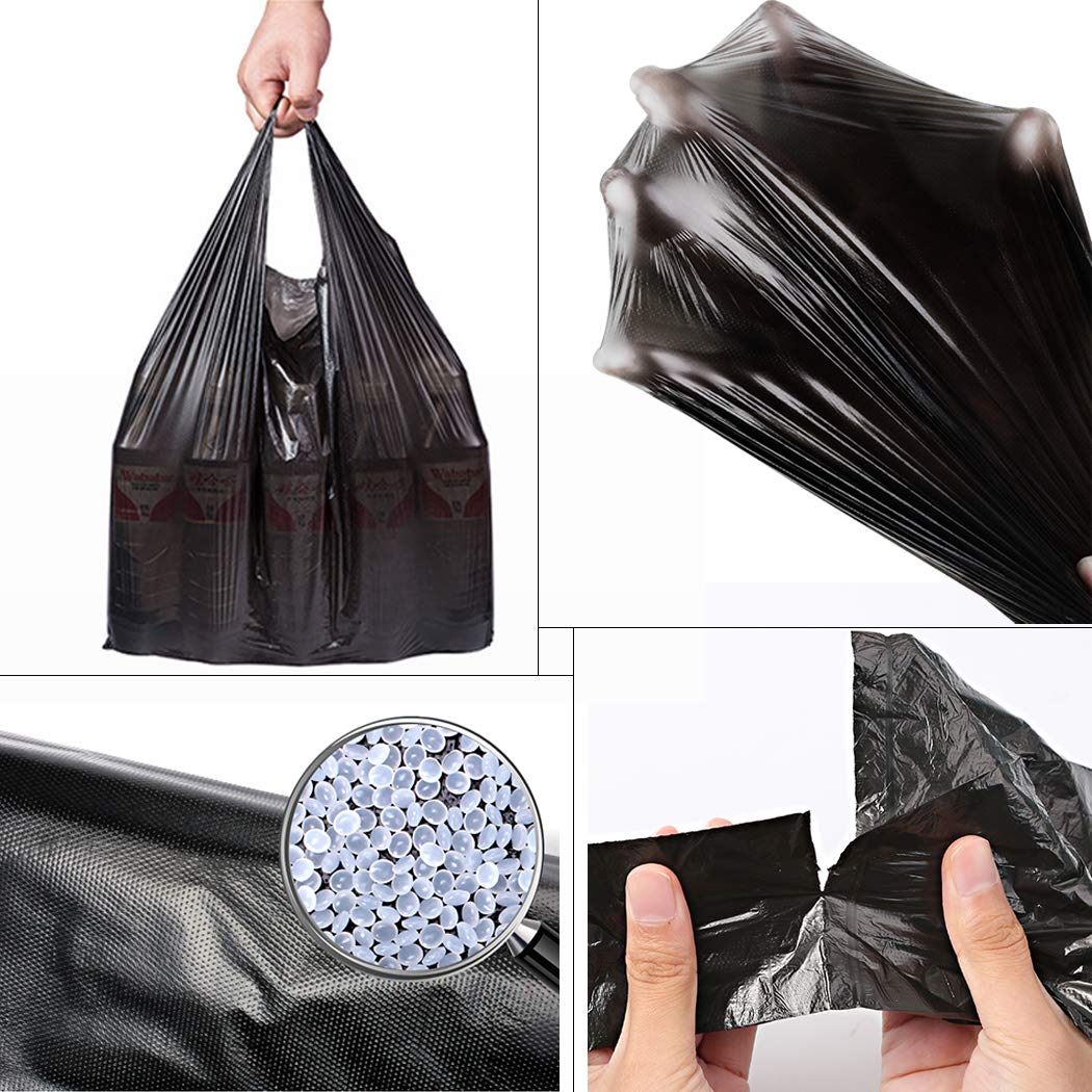 4 Gallon Kitchen Trash Bags with Handles - 100 Count Black Small Garbage Bags (45x60cm) for Bathroom, Office & Contractor Use - Heavy Duty Waste Disposal Solution