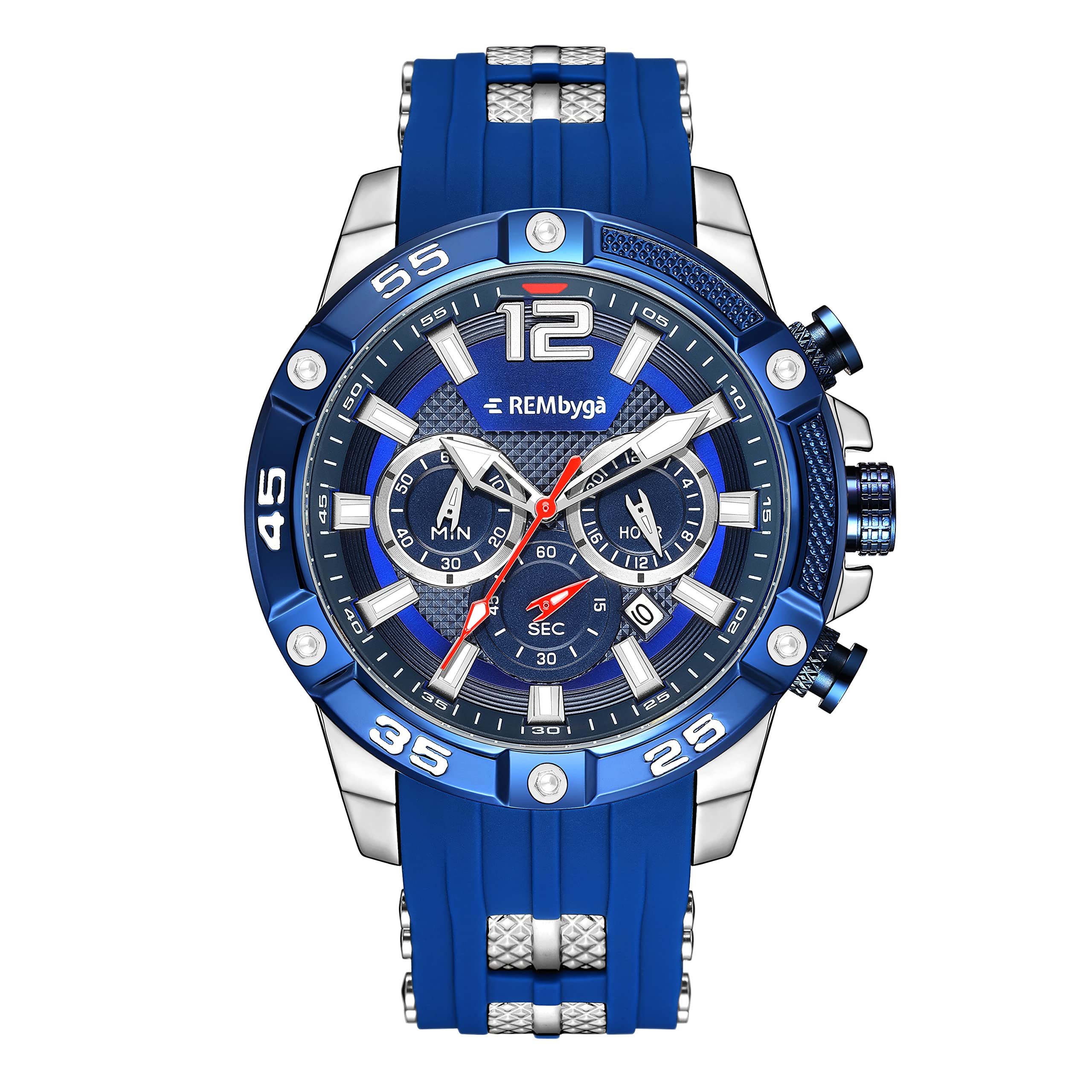 Rembyga Men's Casual Wrist Watch with Luminous Dial & Silicone Band - Waterproof Sports Watch for Running, Hiking & Everyday Wear