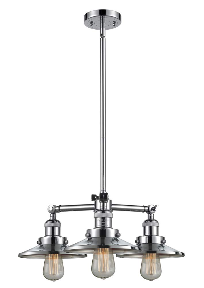 Innovations 207-PC-M7 3-Light Modern Chandelier in Polished Chrome - Elegant Ceiling Lighting Fixture for Dining Room, Bedroom or Living Room Decor