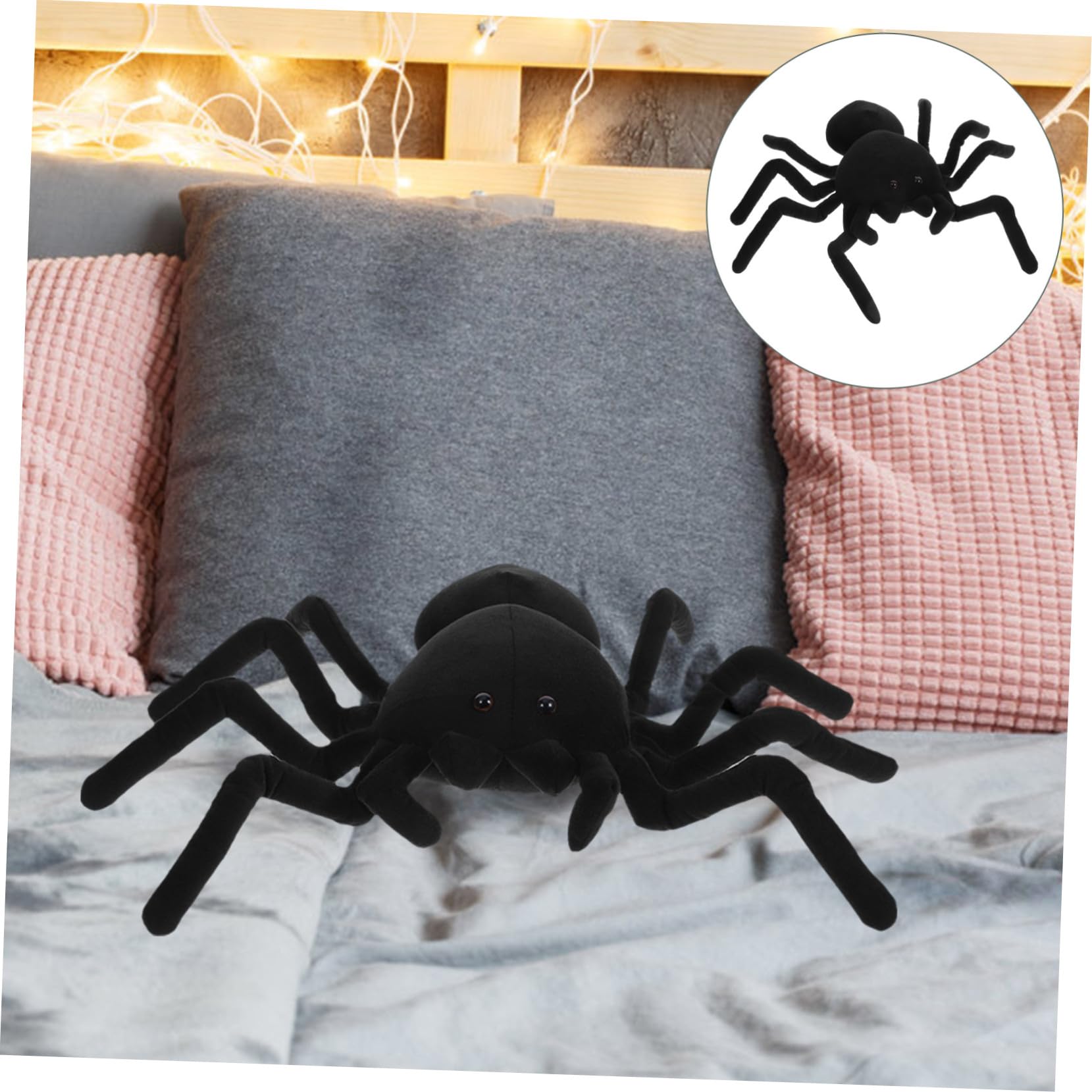 Toyvian Black Spider Plush Pillow - Realistic Simulation Ghost Spider, Large Jumping Spider Stuffed Toy for Halloween Decor, Kids Room, and Themed Parties