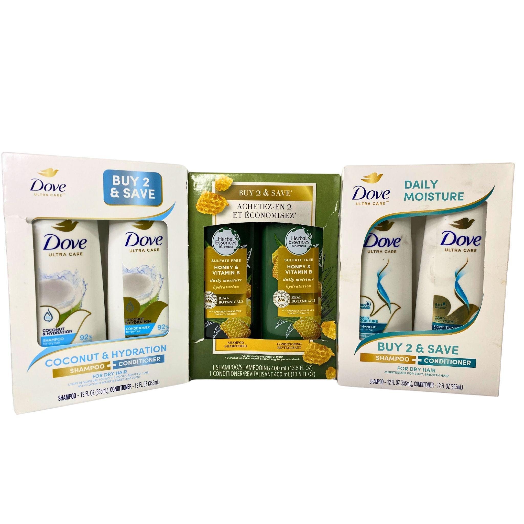 Herbal Essences, Dove & Suave Shampoo and Conditioner Set - 22 Piece Bulk Hair Care Bundle for Women & Men - Perfect for Salons, Gyms, Hotels & Home Use