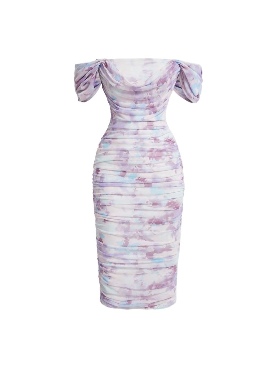 GUYOS Women's Summer Maxi Dress - Off Shoulder Short Sleeve Tie Dye Flowy Beach Dress for Vacation, Party & Casual Wear