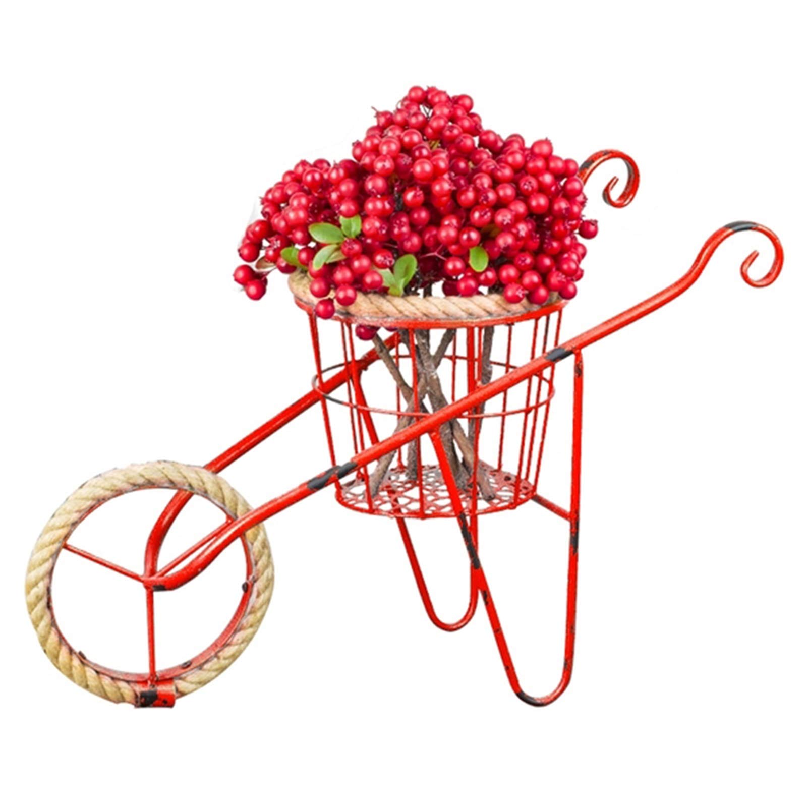 YYFANG Mini Metal Bicycle Planter - Nostalgic Desktop Flower Stand for 1 Plant Pot, Red Decorative Garden Bike Planter (53x36.5cm) - Perfect for Home Office Desk Decor, Wedding Centerpiece & Vintage Garden Accent