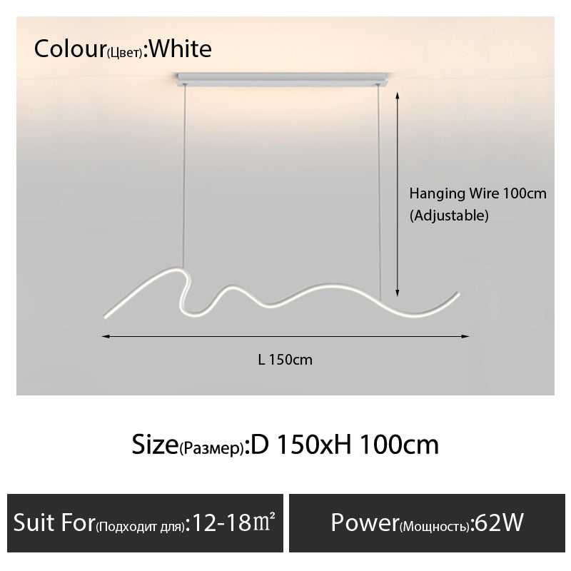Modern Minimalist LED Chandelier Light - Energy Efficient Dimmable Ceiling Fixture for Dining Room, Bedroom & Living Room Decor