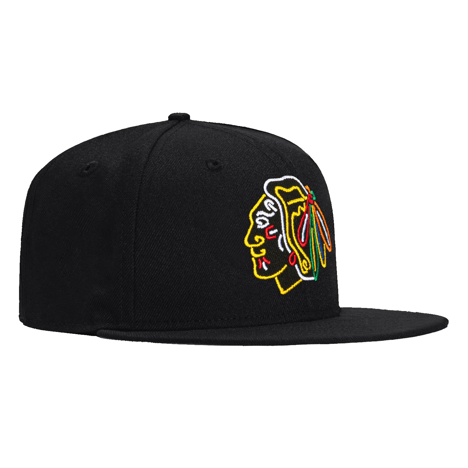 New Era 59Fifty Chicago Blackhawks Neon Snapback Hat - Black NHL Hockey Cap for Men & Women - Perfect for Games, Streetwear & Sports Fan Fashion